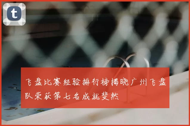 飞盘比赛经验排行榜揭晓广州飞盘队荣获第七名成就斐然